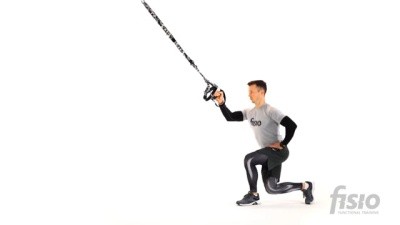 Упражнение на функциональных тренировочных петлях Пистолет - Перекрестный выпад (одна рука)