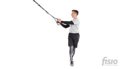 Упражнение на функциональных тренировочных петлях Перекрестное вытяжение спины