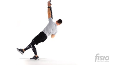 Упражнение на функциональных тренировочных петлях Тяга одной рукой с вращением (одна нога)