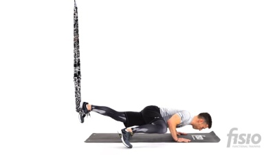 Упражнение на функциональных тренировочных петлях Человек-паук (одна нога)