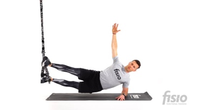 Упражнение на функциональных тренировочных петлях Боковая планка на одной ноге с поднятием бедер