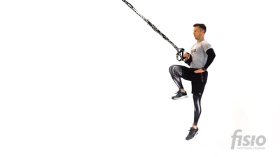 Упражнение на функциональных тренировочных петлях Выпад в сторону - Перекрестный выпад (одна рука)