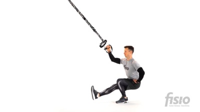 Упражнение на функциональных тренировочных петлях Пистолет - Выпад в сторону в балансе (одна рука)